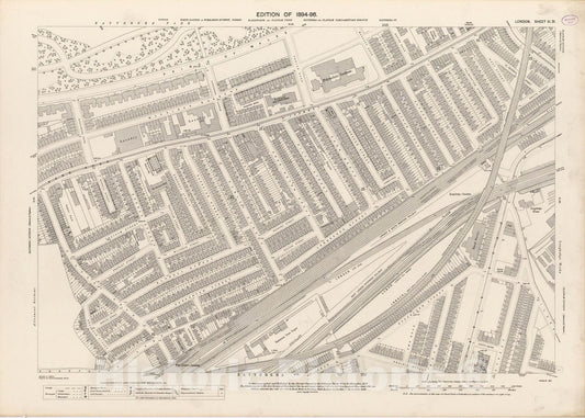 Historic Map : London (England), City Atlas Map, London Sheet XI.31 1895 - Vintage Wall Art