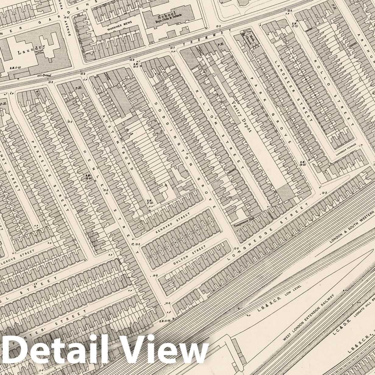 London - Survey Map, 1895 - Ordnance Survey Historical Map Print