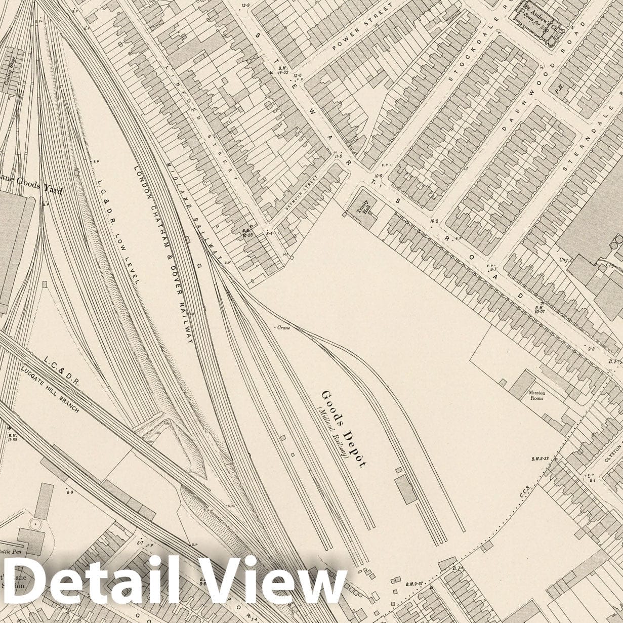 London - Survey Map, 1895 - Ordnance Survey Historical Map Print