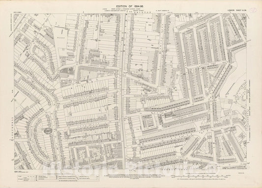 Historic Map : London (England), City Atlas Map, London Sheet XI.34 1895 - Vintage Wall Art