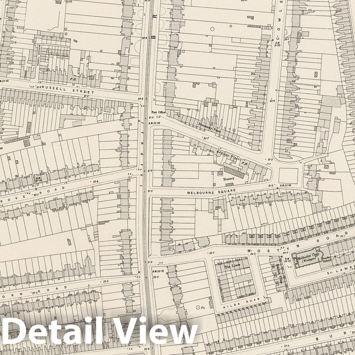 London - Survey Map, 1895 - Ordnance Survey Historical Map Print