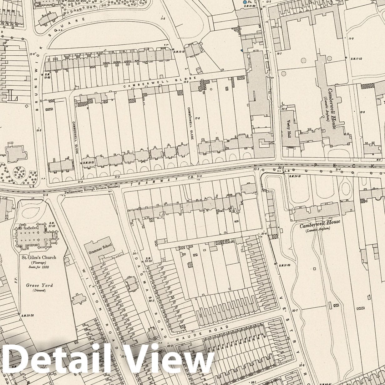 London Survey Map, 1895 - Ordnance Survey Historical Map Print