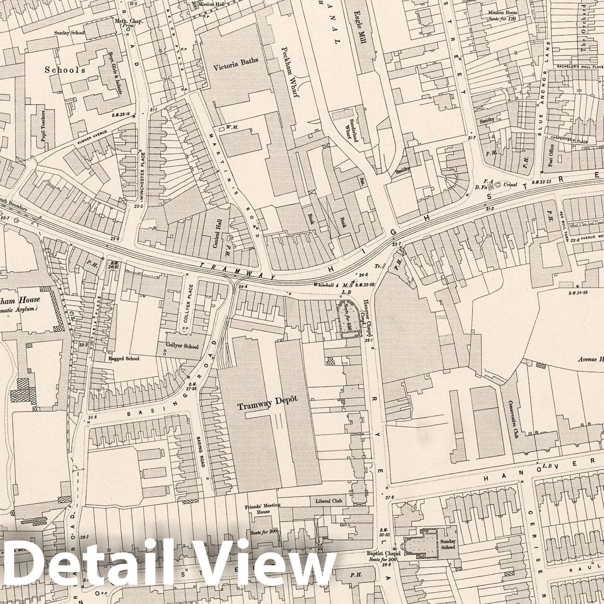 London - Survey Map, 1895 - Ordnance Survey Historical Map Print