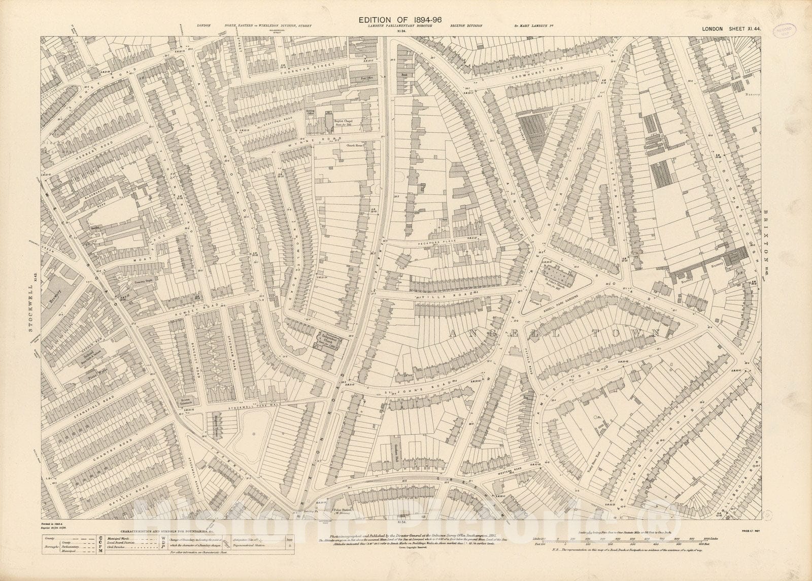 Historic Map : London (England), City Atlas Map, London Sheet XI.44 1895 - Vintage Wall Art