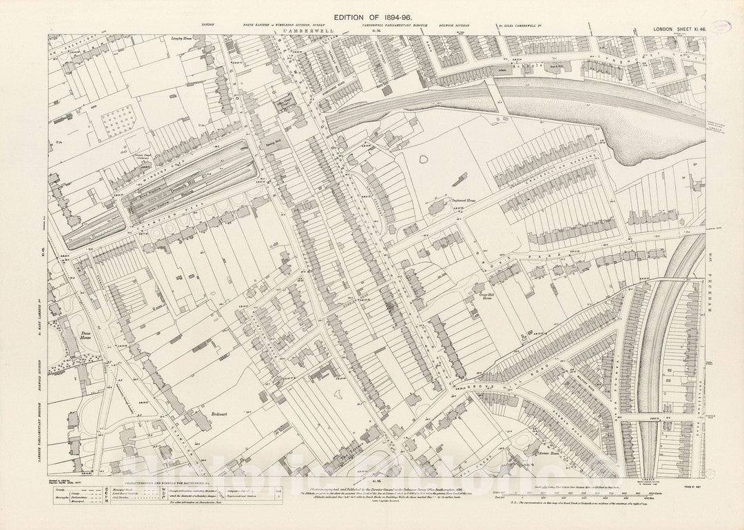Historic Map : London (England), City Atlas Map, London Sheet XI.46 1896 - Vintage Wall Art