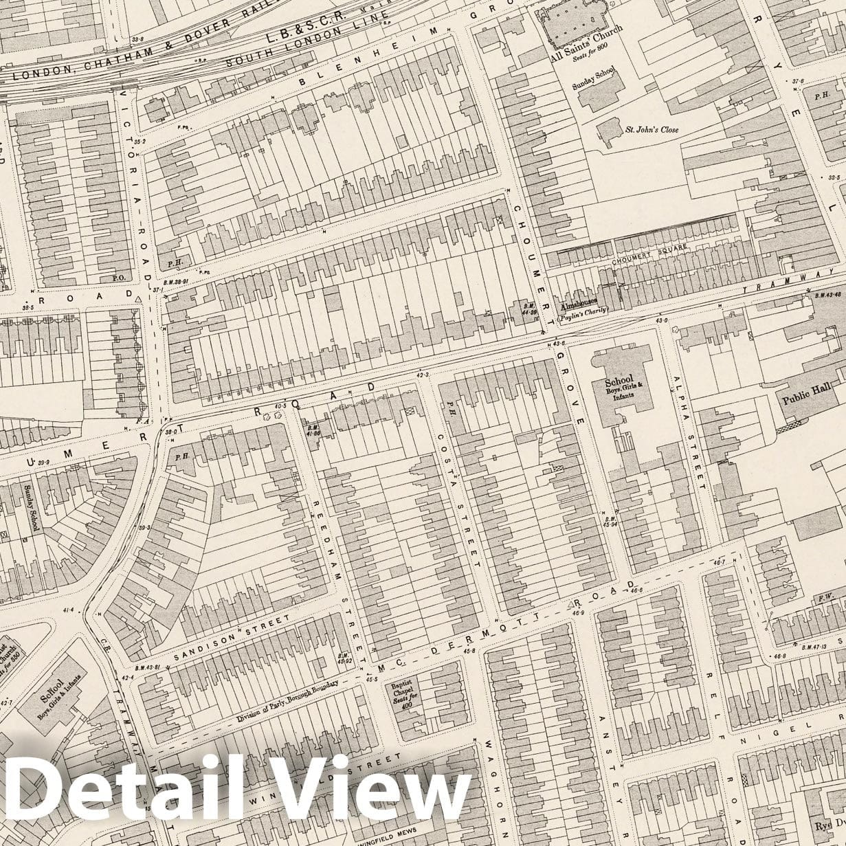 London Sheet XI.47 - 1895 Ordnance Survey Historical Map Print