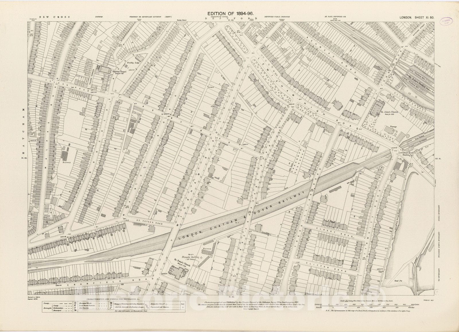 Historic Map : London (England), City Atlas Map, London Sheet XI.50 1895 - Vintage Wall Art