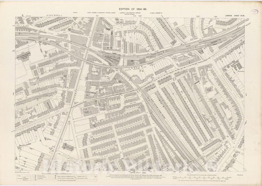 Historic Map : London (England), City Atlas Map, London Sheet XI.54 1895 - Vintage Wall Art