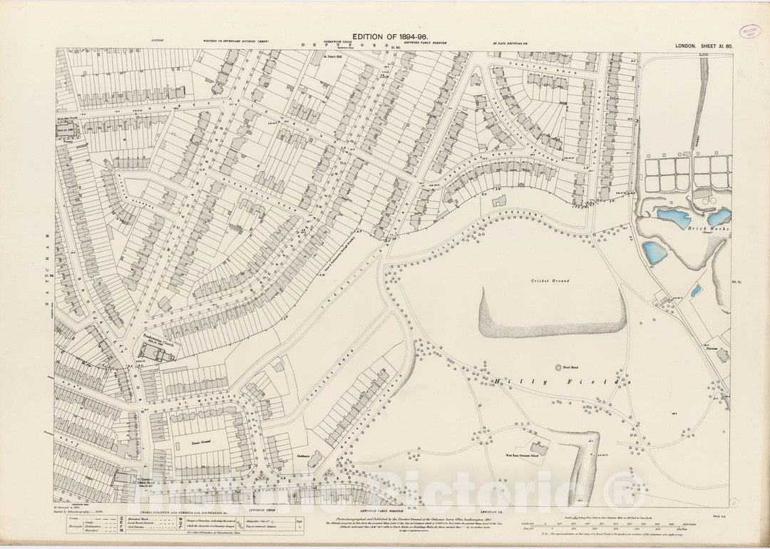 Historic Map : London (England), City Atlas Map, London Sheet XI.60 1895 - Vintage Wall Art