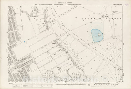 Historic Wall Map : London (England), City Atlas Map, London Sheet XI.61 1895 - Vintage Wall Art