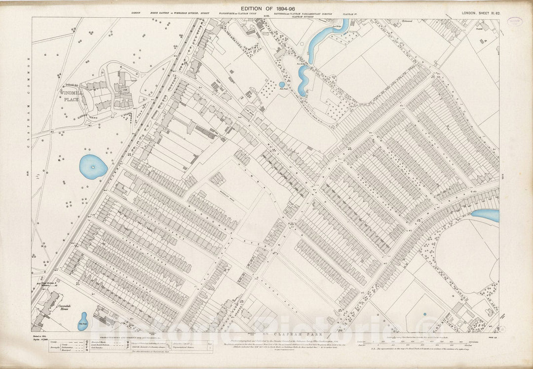 Historic Map : London (England), City Atlas Map, London Sheet XI.62 1895 - Vintage Wall Art