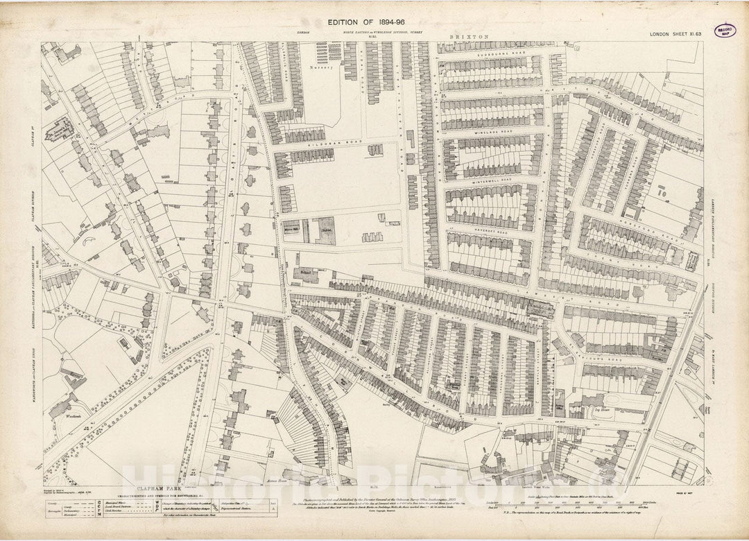 Historic Map : London (England), City Atlas Map, London Sheet XI.63 1895 - Vintage Wall Art