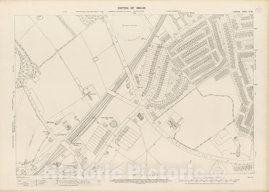 Historic Map : London (England), City Atlas Map, London Sheet XI.66 1895 - Vintage Wall Art