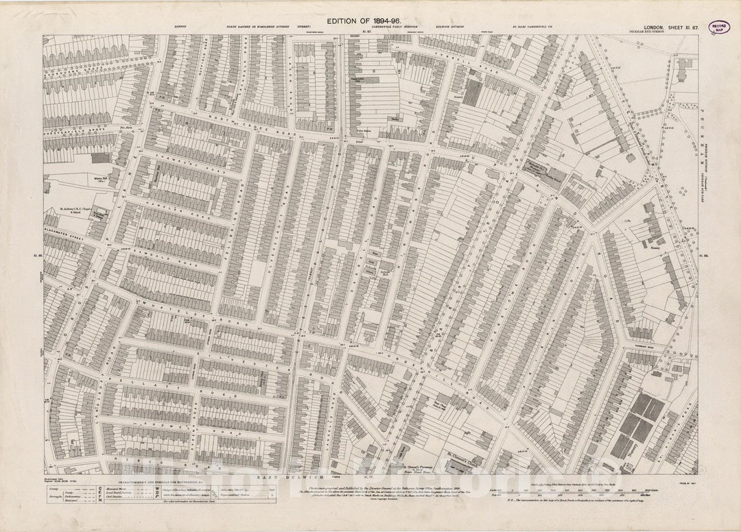 Historic Map : London (England), City Atlas Map, London Sheet XI.67 1895 - Vintage Wall Art