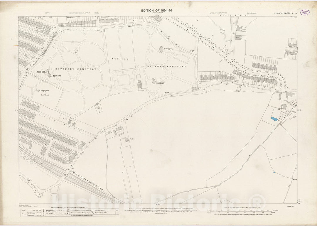 Historic Map : London (England), City Atlas Map, London Sheet XI.70 1895 - Vintage Wall Art
