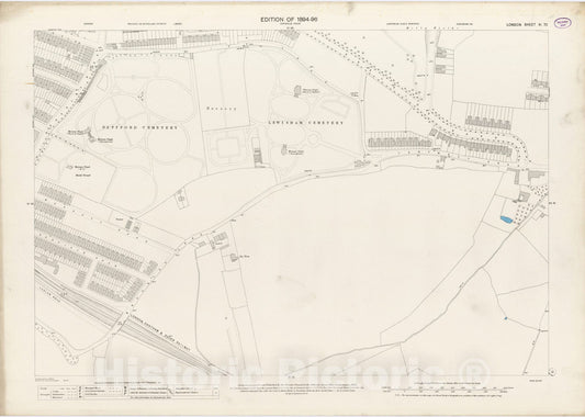 Historic Map : London (England), City Atlas Map, London Sheet XI.70 1895 - Vintage Wall Art