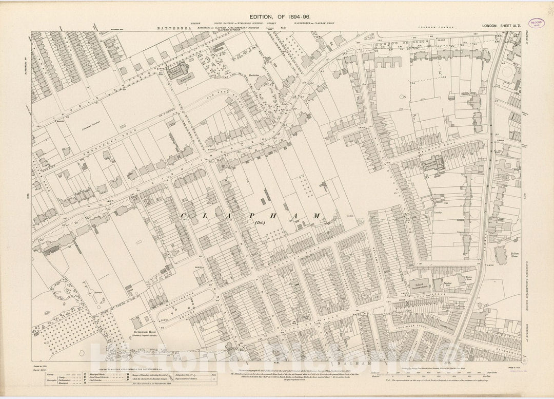 Historic Map : London (England), City Atlas Map, London Sheet XI.71 1895 - Vintage Wall Art