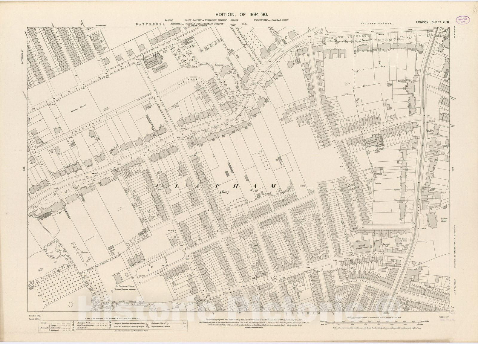 Historic Map : London (England), City Atlas Map, London Sheet XI.71 1895 - Vintage Wall Art