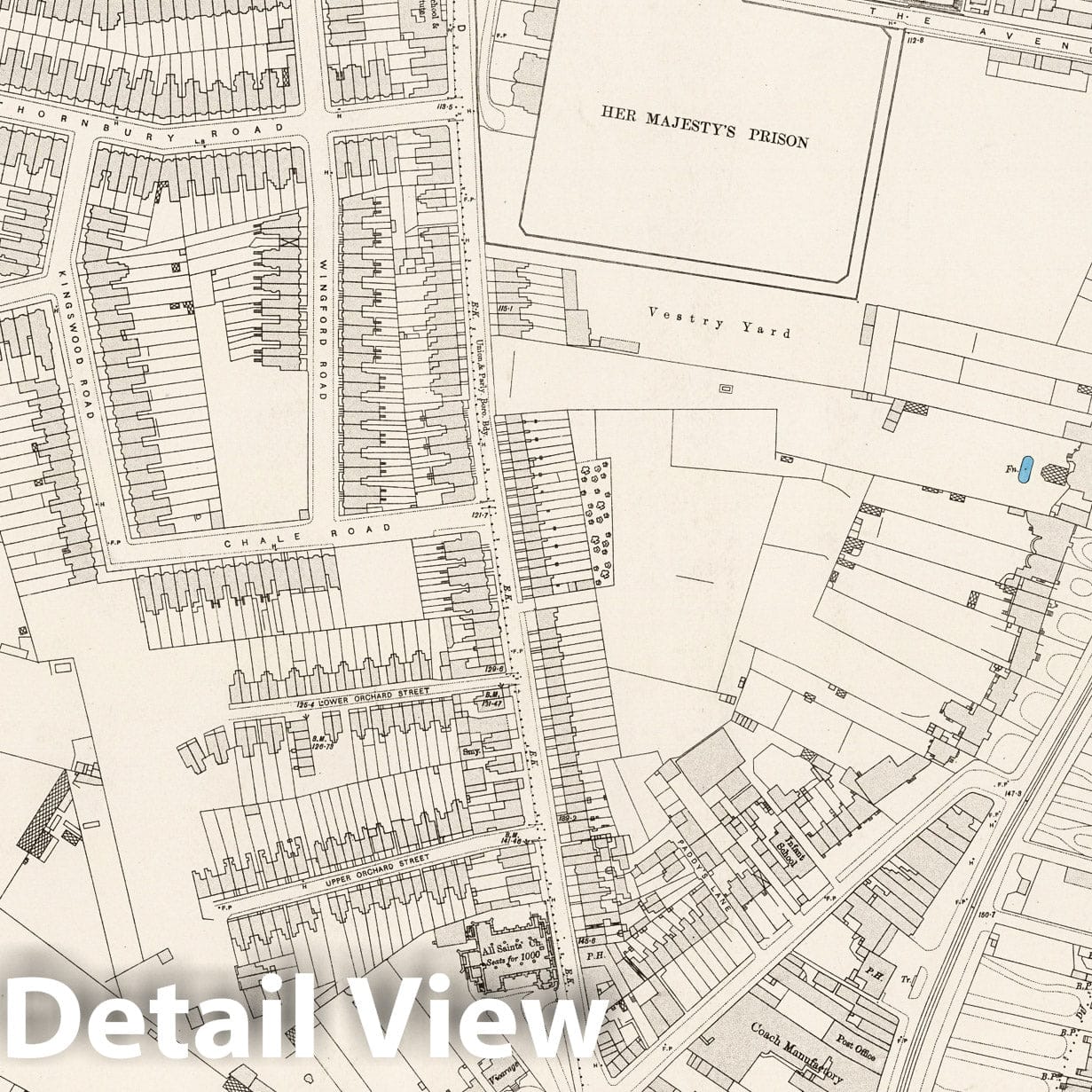 London, Sheet XI.73 - Survey Map, 1895 - Ordnance Survey Historical Print