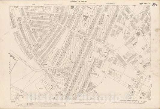 Historic Map : London (England), City Atlas Map, London Sheet XI.77 1895 - Vintage Wall Art