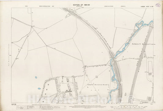 Historic Map : London (England), City Atlas Map, London Sheet XI.80 1895 - Vintage Wall Art