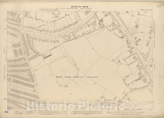 Historic Map : London (England), City Atlas Map, London Sheet XI.82 1895 - Vintage Wall Art