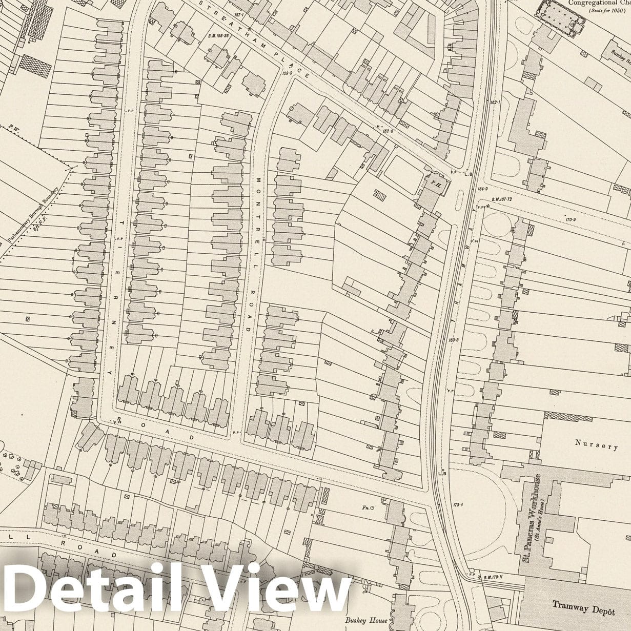 London, Sheet XI.83 - Survey Map, 1895 - Ordnance Survey Historical Map Print