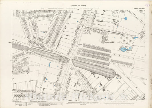 Historic Map : London (England), City Atlas Map, London Sheet XI.93 1895 - Vintage Wall Art
