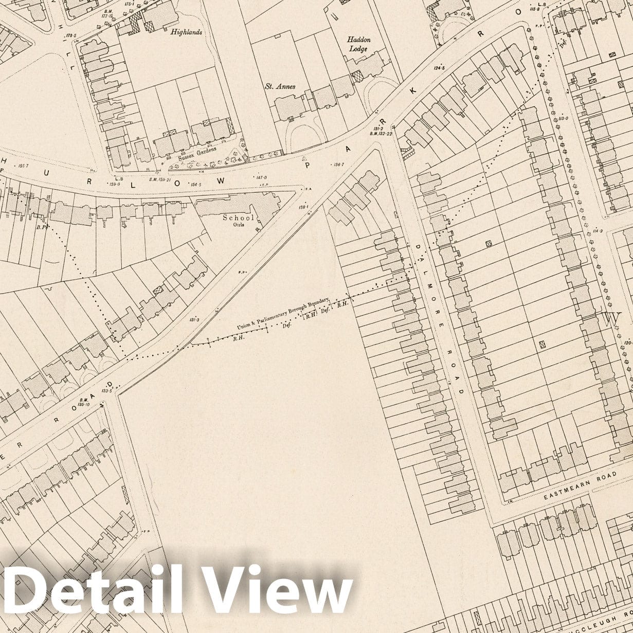 London, Sheet XI.95 - Survey Map, 1896 - Ordnance Survey Historical Print