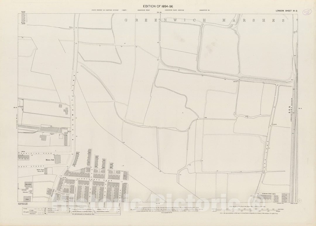 Historic Map : London (England), City Atlas Map, London Sheet XII.3 1895 - Vintage Wall Art