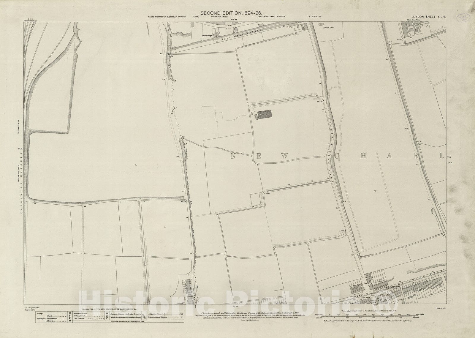 Historic Map : London (England), City Atlas Map, London Sheet XII.4 1895 - Vintage Wall Art