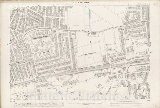 Historic Map : London (England), City Atlas Map, London Sheet XII.13 1895 - Vintage Wall Art