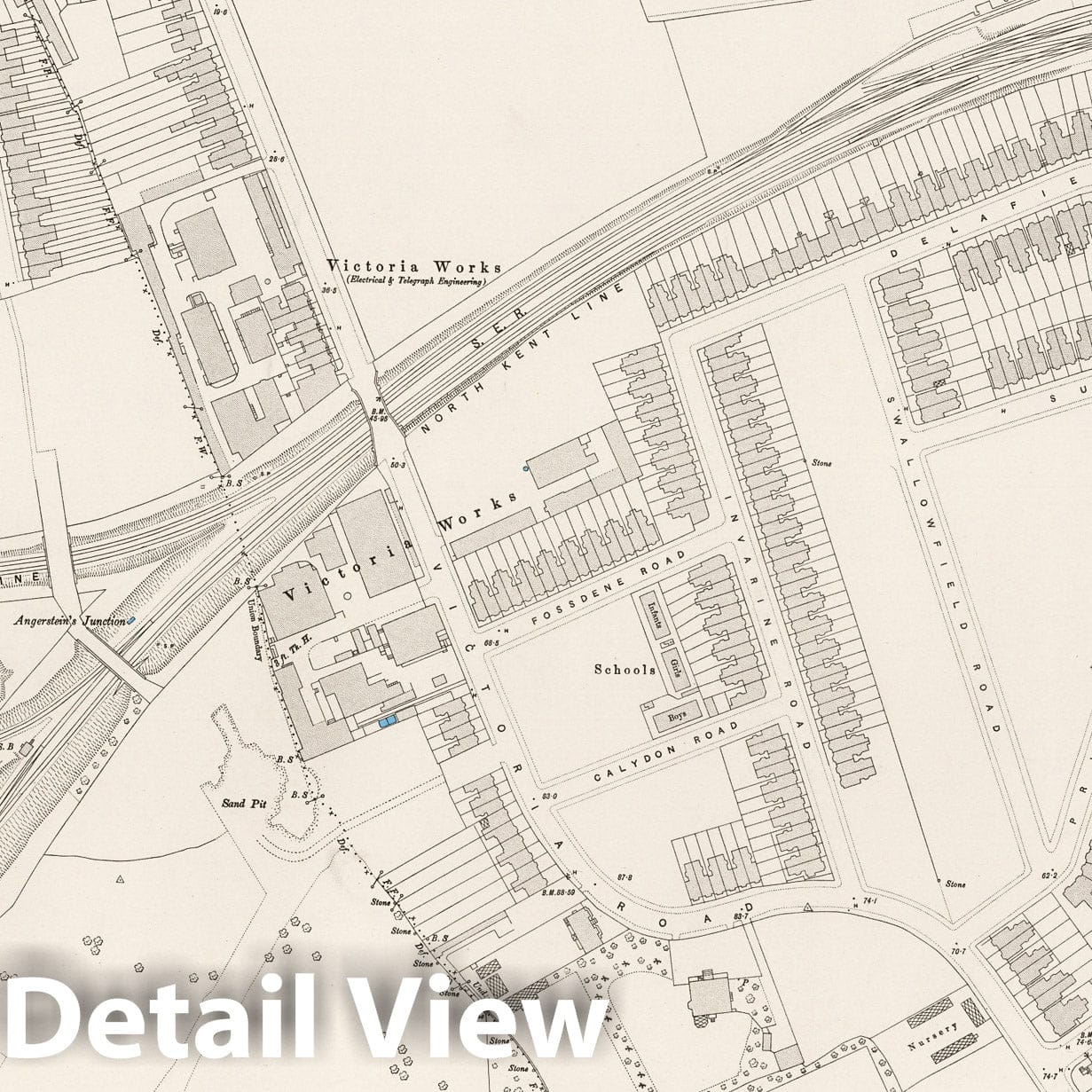 London, Sheet XII.14 - Survey Map, 1895 - Ordnance Survey Historical Print