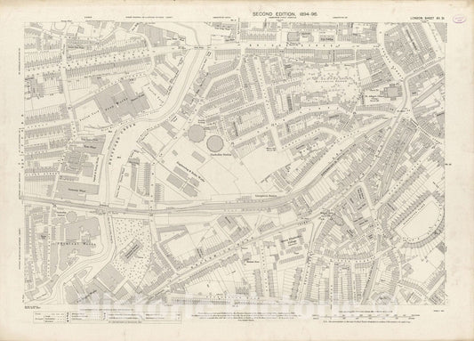 Historic Map : London (England), City Atlas Map, London Sheet XII.21 1895 - Vintage Wall Art