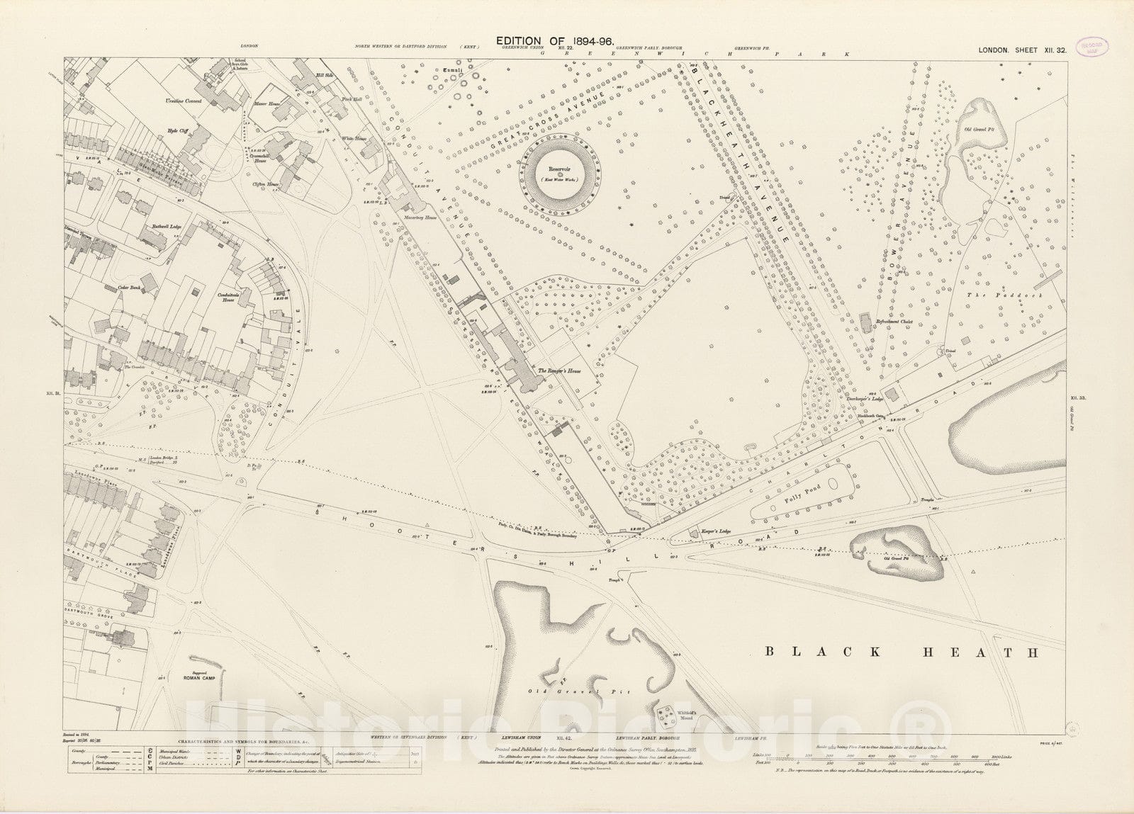 Historic Map : London (England), City Atlas Map, London Sheet XII.32 1895 - Vintage Wall Art