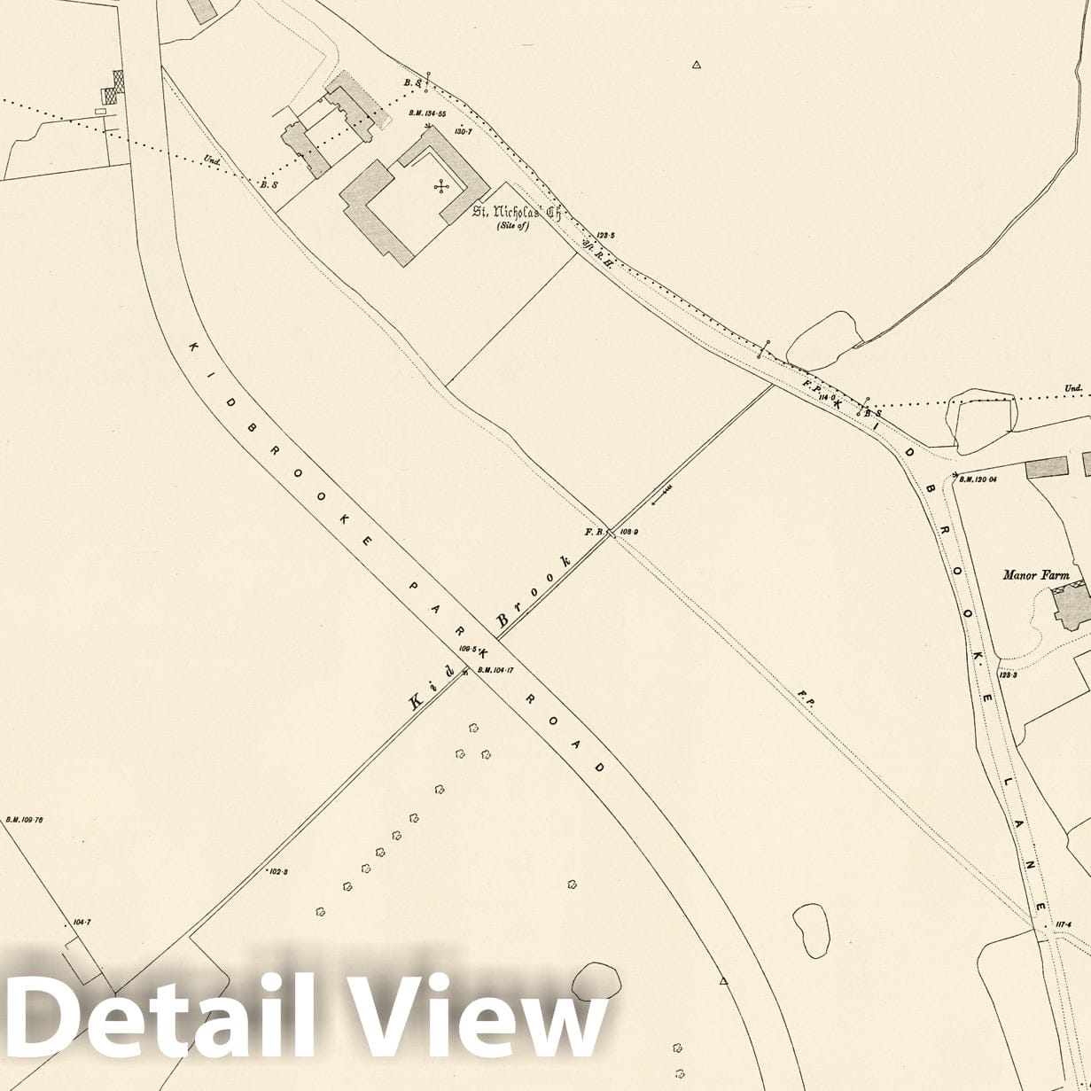 London Sheet XII.44 - 1895 Ordnance Survey Map Print