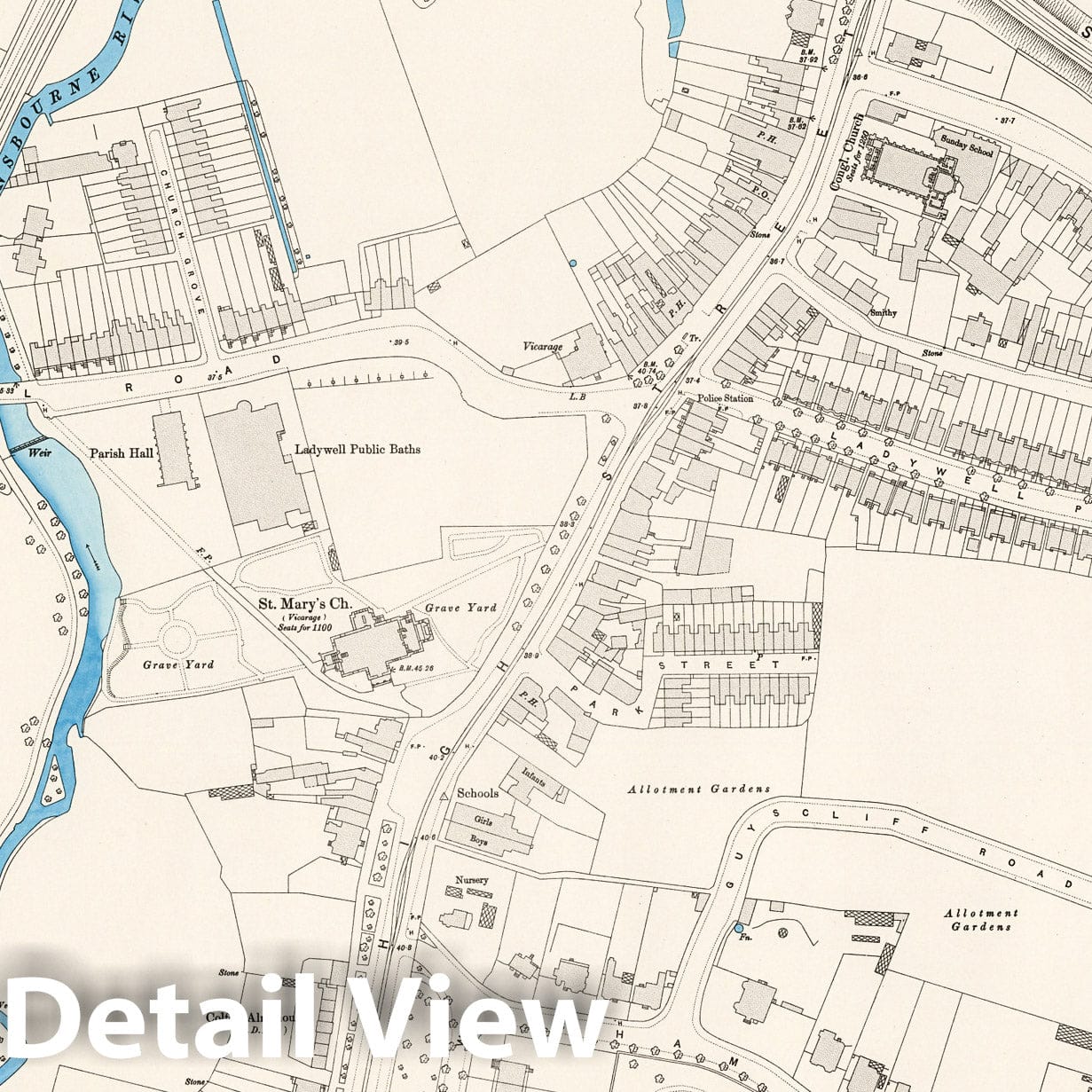 London, Sheet XII.61 - Survey Map, 1895 - Ordnance Survey Historical Print