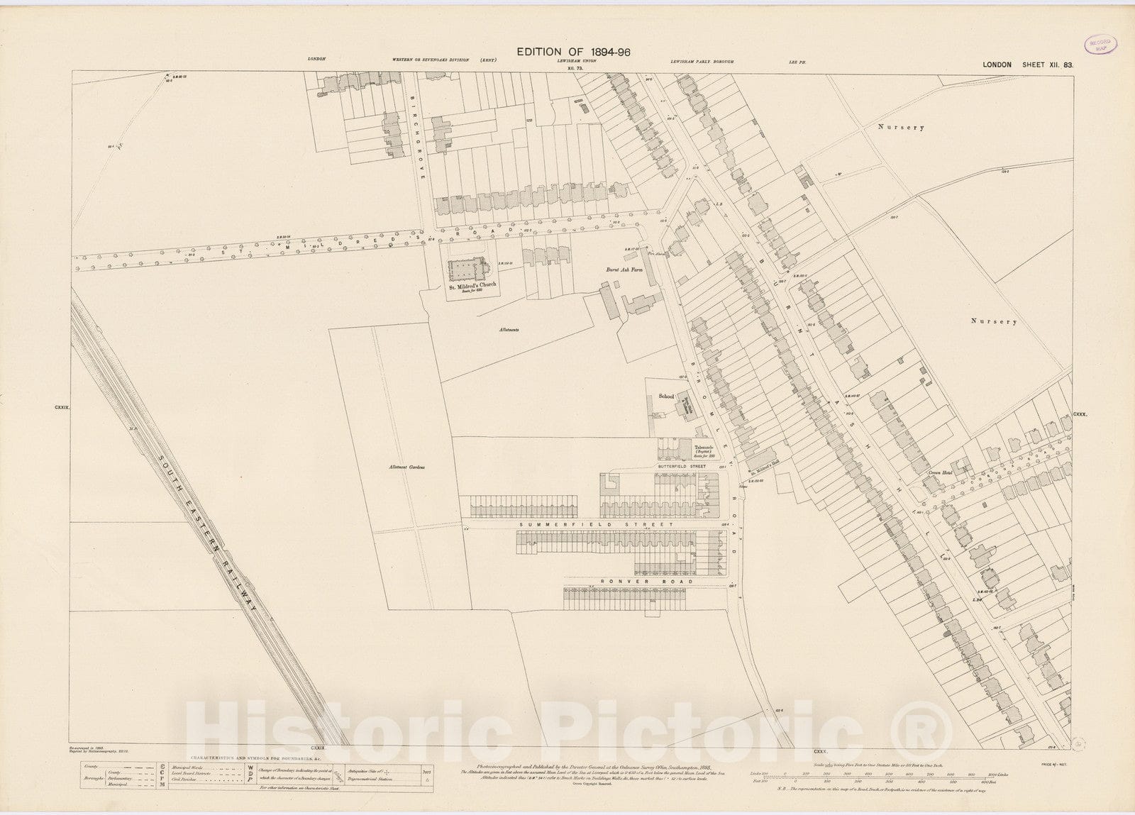 Historic Map : London (England), City Atlas Map, London Sheet XII.83 1895 - Vintage Wall Art