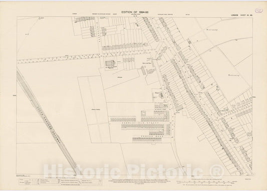 Historic Map : London (England), City Atlas Map, London Sheet XII.83 1895 - Vintage Wall Art