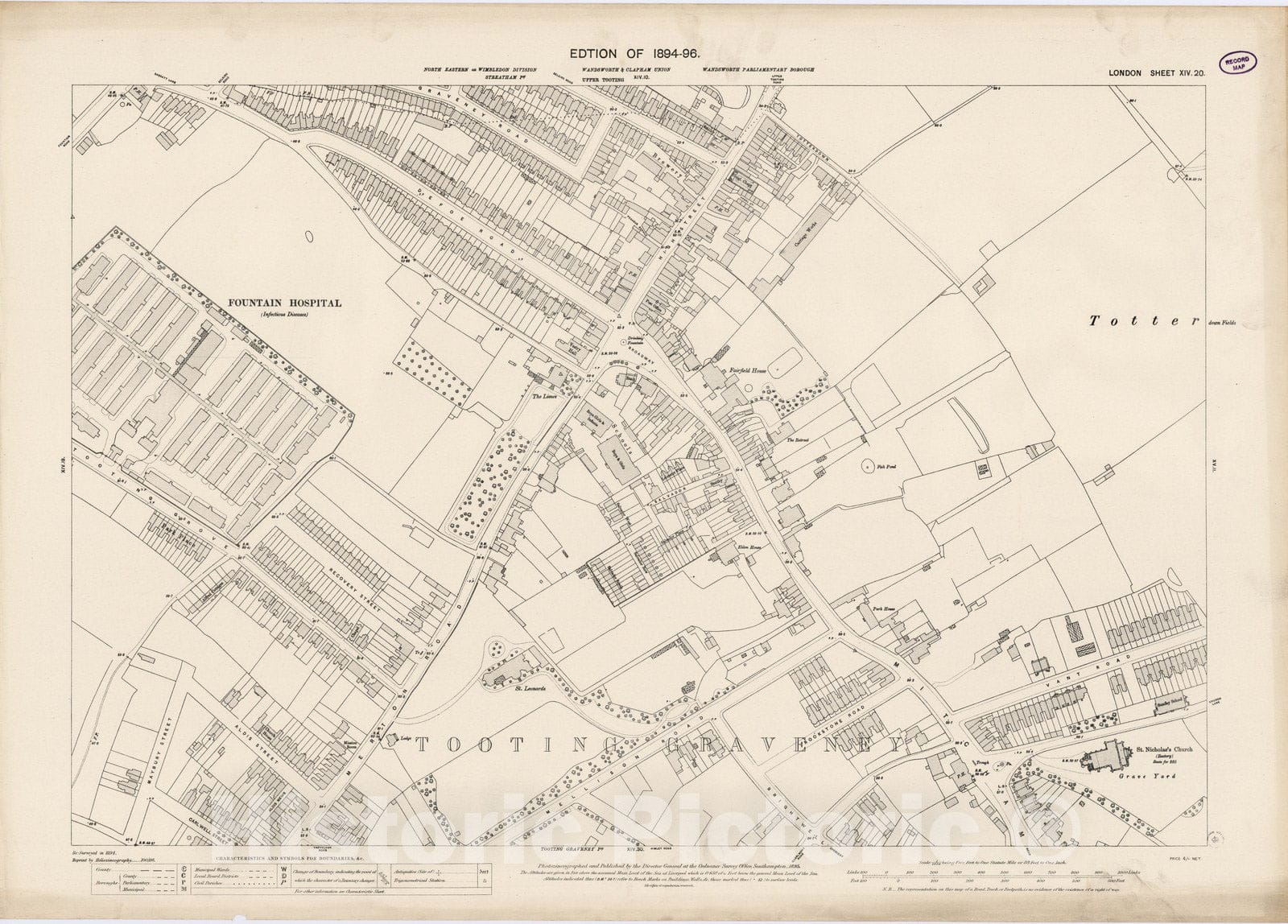 Historic Map : London (England), City Atlas Map, London Sheet XIV.20 1895 - Vintage Wall Art