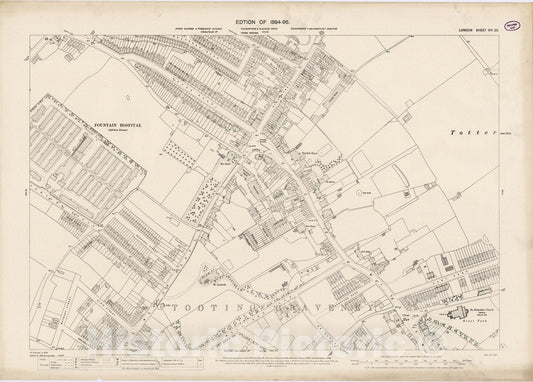 Historic Map : London (England), City Atlas Map, London Sheet XIV.20 1895 - Vintage Wall Art