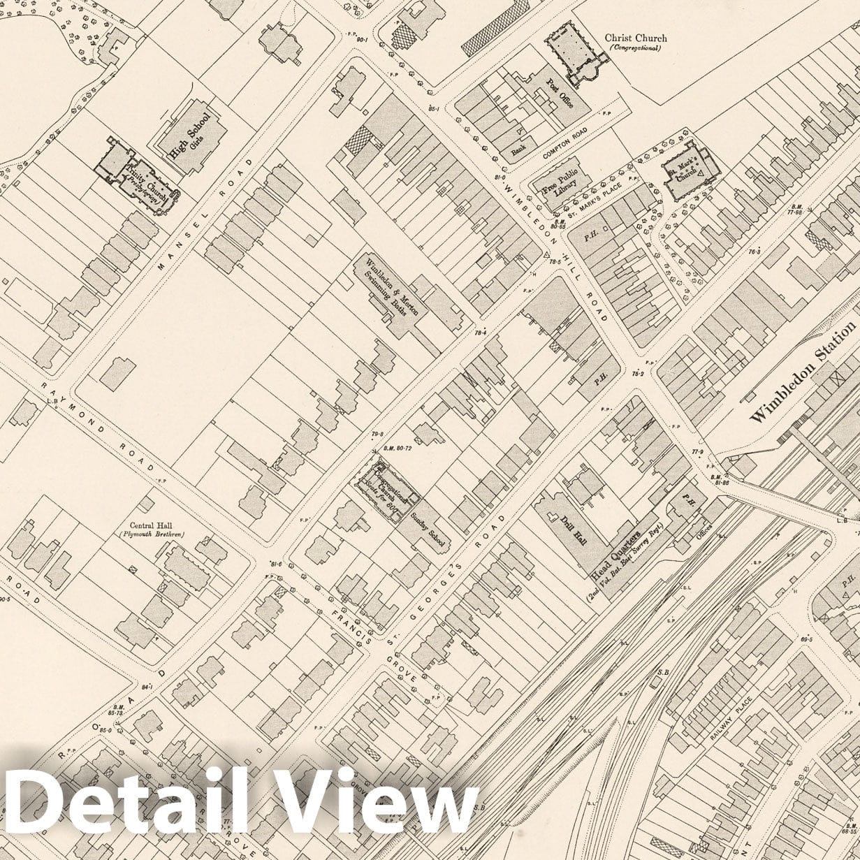 London - Survey Map, 1895 - Ordnance Survey Historical Map Print