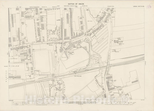 Historic Map : London (England), City Atlas Map, London Sheet XIV.39 1895 - Vintage Wall Art