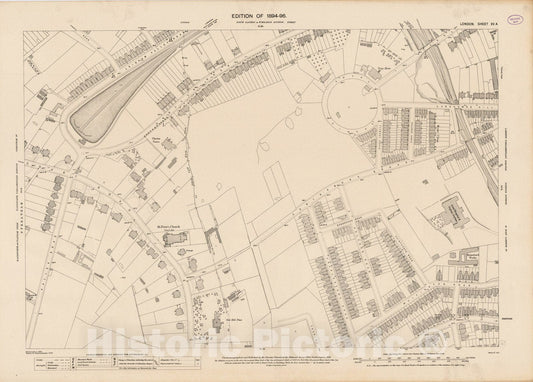 Historic Map : London (England), City Atlas Map, London Sheet XV.4 1895 - Vintage Wall Art