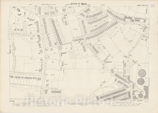 Historic Map : London (England), City Atlas Map, London Sheet XV.9 1895 - Vintage Wall Art