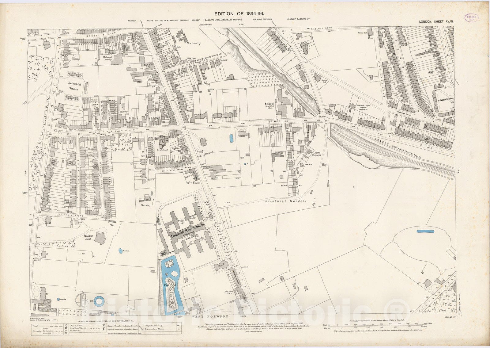 Historic Map : London (England), City Atlas Map, London Sheet XV.15 1895 - Vintage Wall Art