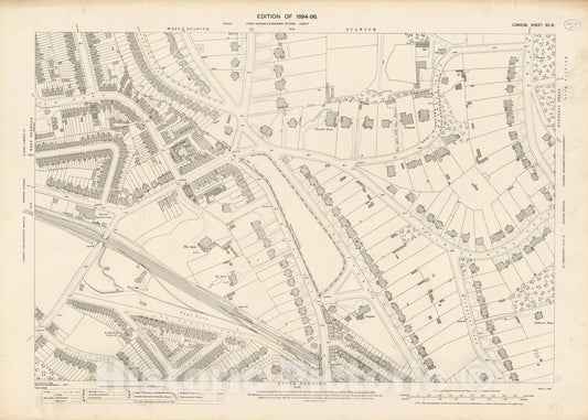 Historic Map : London (England), City Atlas Map, London Sheet XV.16 1895 - Vintage Wall Art