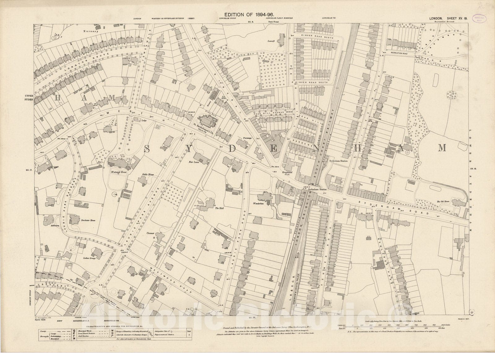 Historic Map : London (England), City Atlas Map, London Sheet XV.18 1896 - Vintage Wall Art