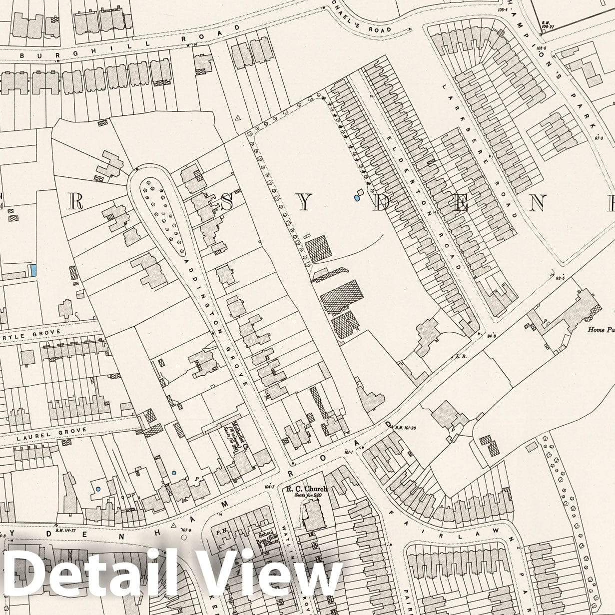 London, Sheet XV.19 - Survey Map, 1895 - Ordnance Survey Historical Print