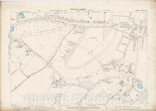 Historic Map : London (England), City Atlas Map, London Sheet XV.24 1895 - Vintage Wall Art